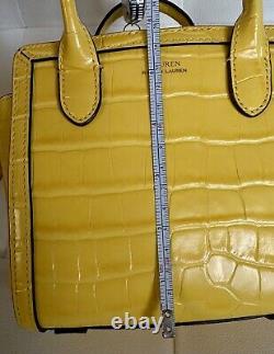 NWT LAUREN Ralph Lauren Croco Leather Mini Tyler Yellow Tote Satchel! Must Have