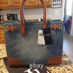 NWT Lauren Ralph Lauren Devyn Leather Trim Large handbag. Free Ship! RETAIL $395