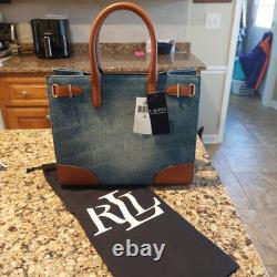 NWT Lauren Ralph Lauren Devyn Leather Trim Large handbag. Free Ship! RETAIL $395