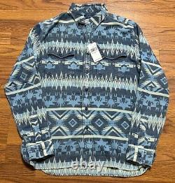 NWT! Mens Polo Ralph Lauren Western Cotton Jacquard Aztec Southwestern Indigo M