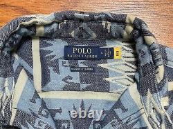 NWT! Mens Polo Ralph Lauren Western Cotton Jacquard Aztec Southwestern Indigo M