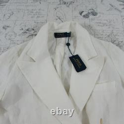 NWT NEW $498 Polo RALPH LAUREN Women's Ivory Double Breasted Linen Jacket SIZE 8