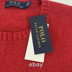 NWT NEW Limited Ralph Lauren Equestrian Polo Player Bear Red Sweater Large L