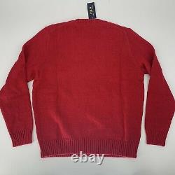 NWT NEW Limited Ralph Lauren Equestrian Polo Player Bear Red Sweater Large L