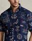 Nwt-polo Ralph Lauren Men's Big & Tall Navy Nautical Print Oxford Shirt- Sz 2xlt