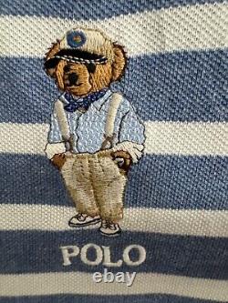 NWT-POLO RALPH LAUREN Men's Striped HEMINGWAY BEAR Custom Slim Fit Polo Shirt-XL