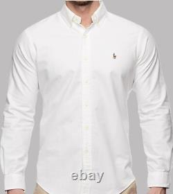 NWT- POLO RALPH LAUREN Mens Classic Oxford Button Down Long Sleeve Shirt- WHITE