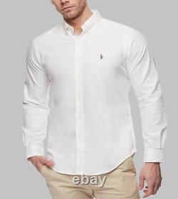 NWT- POLO RALPH LAUREN Mens Classic Oxford Button Down Long Sleeve Shirt- WHITE
