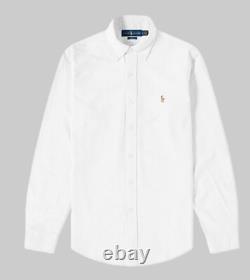 NWT- POLO RALPH LAUREN Mens Classic Oxford Button Down Long Sleeve Shirt- WHITE