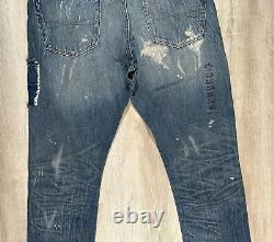 NWT POLO RALPH LAUREN Mens Varick Slim Straight Distress Patchwork Blue Jeans