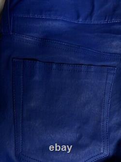 NWT POLO Ralph Lauren Womens US 4 Blue Lambskin Leather Pants Rugby Royal $998