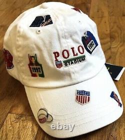 NWT Polo Ralph Lauren 1992 P-Wing Stadium White Cap Hat Chariots USA Patch