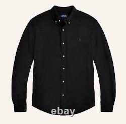 NWT Polo Ralph Lauren BLACK MESH KNIT Long Sleeve Oxford Button Shirt -all sizes