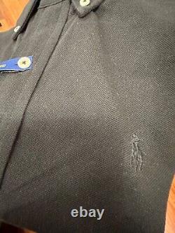 NWT Polo Ralph Lauren BLACK MESH KNIT Long Sleeve Oxford Button Shirt -all sizes