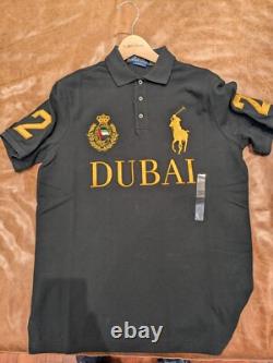 NWT Polo Ralph Lauren Big Pony DUBAI Polo Shirt in Black and Gold