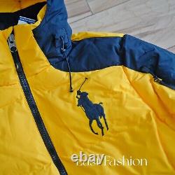 NWT Polo Ralph Lauren Big Pony Men's Hooded Down Puffer Jacket Coat Yellow Black