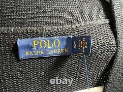 NWT Polo Ralph Lauren Black Tiger Patch Cardigan Men's Size L BRAND NEW