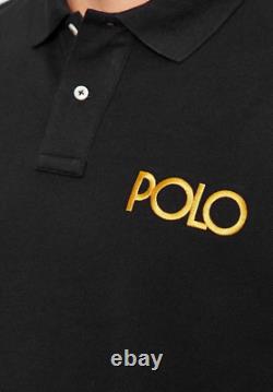 NWT Polo Ralph Lauren Black with GOLD POLO Classic Fit Mesh Knit Collared Shirt