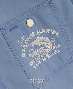 NWT Polo Ralph Lauren Blue RALPHS MARINA KEY LARGO MARINA Embroidered Work Shirt