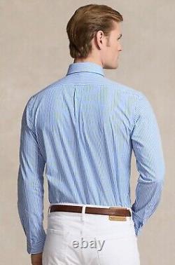 NWT Polo Ralph Lauren Blue & White Stripe Stretch Poplin Button Down Shirt