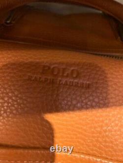 NWT Polo Ralph Lauren CAMEL Brown Tailored Full Grain Pebble Leather Duffle Bag