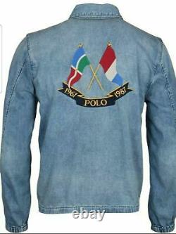NWT Polo Ralph Lauren CP93 Cross Flags Full-Zip Denim Bomber Jacket Vintage 1987