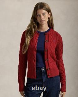 NWT Polo Ralph Lauren Cable-Knit Wool-Cashmere Fireside Red-Size XS Retail $248