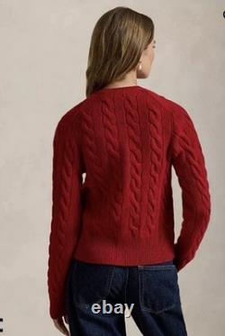 NWT Polo Ralph Lauren Cable-Knit Wool-Cashmere Fireside Red-Size XS Retail $248