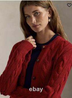 NWT Polo Ralph Lauren Cable-Knit Wool-Cashmere Fireside Red-Size XS Retail $248