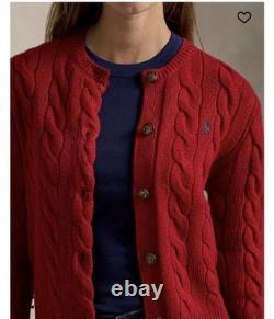 NWT Polo Ralph Lauren Cable-Knit Wool-Cashmere Fireside Red-Size XS Retail $248