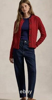 NWT Polo Ralph Lauren Cable-Knit Wool-Cashmere Fireside Red-Size XS Retail $248