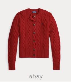 NWT Polo Ralph Lauren Cable-Knit Wool-Cashmere Fireside Red-Size XS Retail $248