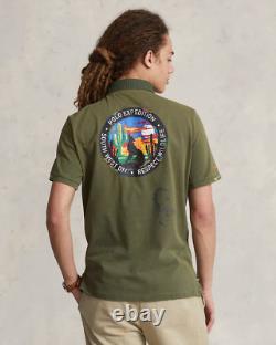 NWT Polo Ralph Lauren Classic Fit Mesh Graphic Polo Shirt, Dark Sage, M