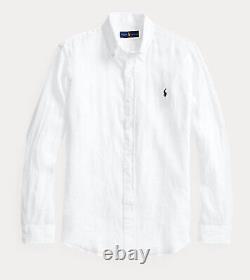 NWT Polo Ralph Lauren Classic WHITE 100% Linen Long Sleeve Button Down Shirt