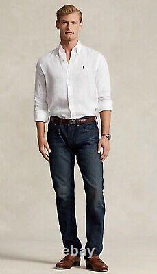 NWT Polo Ralph Lauren Classic WHITE 100% Linen Long Sleeve Button Down Shirt