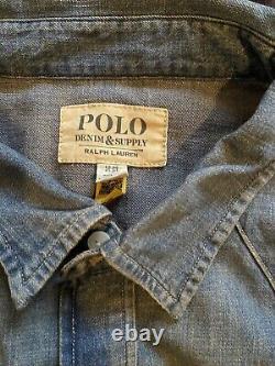 NWT Polo Ralph Lauren Distressed Denim Western Shirt, Extra Large