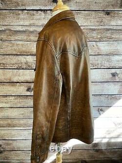 NWT Polo Ralph Lauren Distressed Leather Western Shirt Jacket Size 2XL RRL