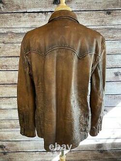 NWT Polo Ralph Lauren Distressed Leather Western Shirt Jacket Size 2XL RRL