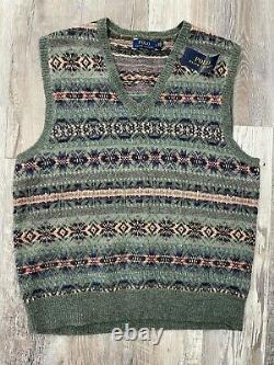 NWT Polo Ralph Lauren Fair Isle Vest Size L Wool