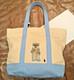 Nwt Polo Ralph Lauren Female Polo Bear Tote Bag In Cream And Light Blue