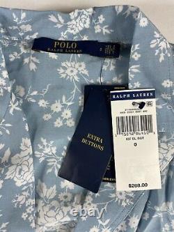 NWT Polo Ralph Lauren Floral Crepe Midi Dress Blue Women's $268 Size 0