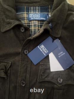 NWT Polo Ralph Lauren Goat Suede Trucker Utility Shirt Jacket Medium Olive $998