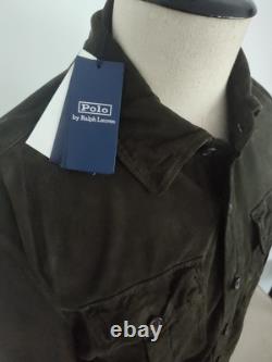 NWT Polo Ralph Lauren Goat Suede Trucker Utility Shirt Jacket Medium Olive $998