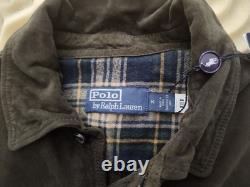 NWT Polo Ralph Lauren Goat Suede Trucker Utility Shirt Jacket Medium Olive $998