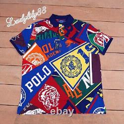 NWT Polo Ralph Lauren Graphic Collegiate Pennant Flag Mesh Men's Polo Shirt $168
