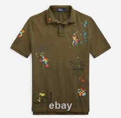NWT Polo Ralph Lauren Green PEACE LOVE POLO Mesh Short Sleeve Polo Shirt