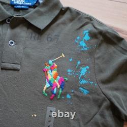 NWT Polo Ralph Lauren Green PEACE LOVE POLO Mesh Short Sleeve Polo Shirt