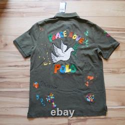 NWT Polo Ralph Lauren Green PEACE LOVE POLO Mesh Short Sleeve Polo Shirt
