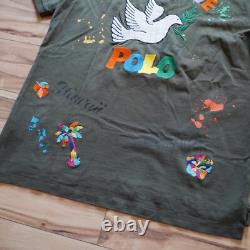 NWT Polo Ralph Lauren Green PEACE LOVE POLO Mesh Short Sleeve Polo Shirt