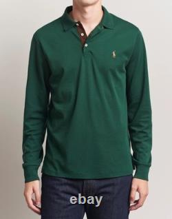 NWT Polo Ralph Lauren HUNTER GREEN Soft Cotton Long Sleeve Collared Polo Shirt